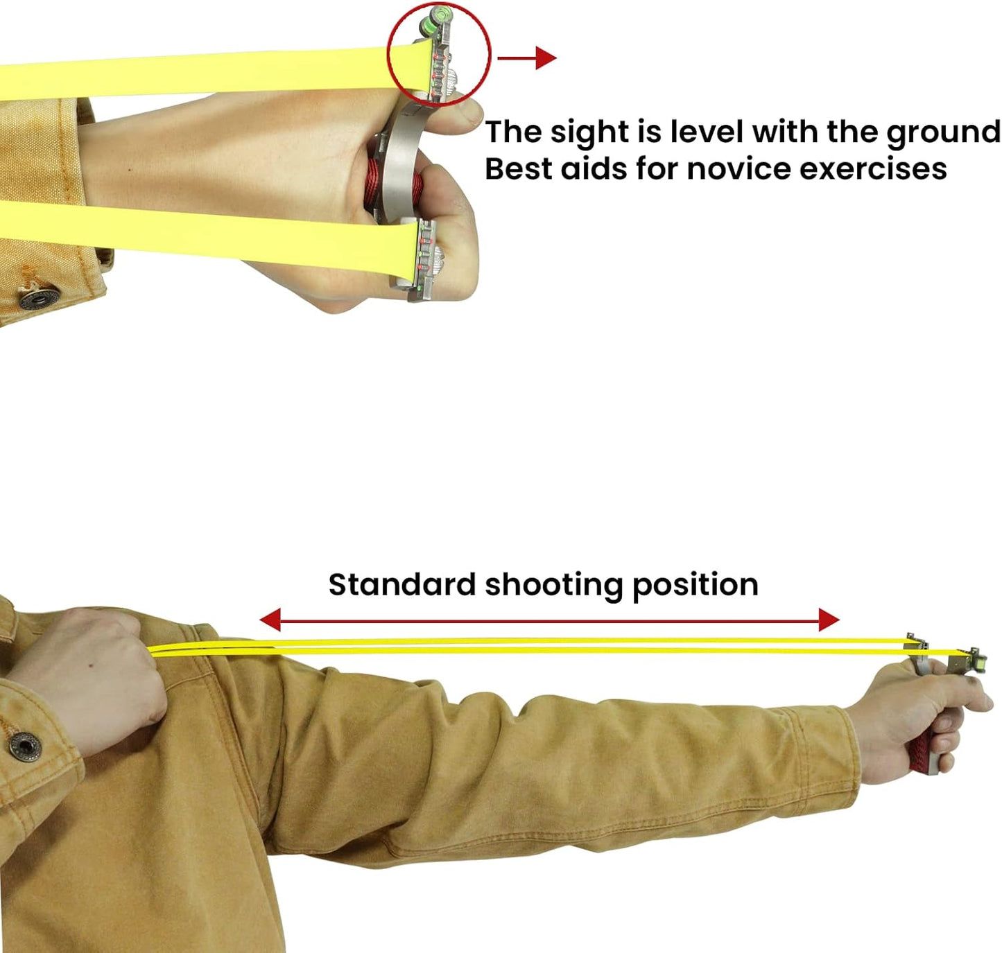 Slingshot with 20 Pieces Replacement Bands Powerful Stainless Steel Slingshot for Beginners Adult Shotting Pracitce