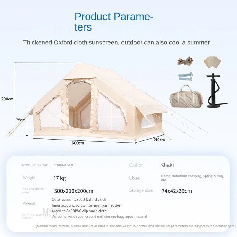 Inflatable Tent Outdoor Tent 6.3㎡ Camping 3-4 People Warm Waterproof Air Tent Automatic Camping Tent Family Camping Tent Travel