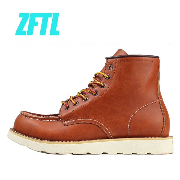 ZFTL Men's Ankle Boots American retro tooling boots Casual Crazy Horse Leather Men's Boots Vintage Man Lace up Boots 2025