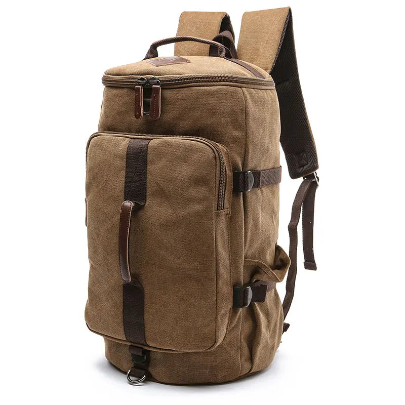 Large Men Cylinder Backpacks Canvas Luggage Shoulder Bags Duffle Hiking Camping Hunting Rucksack Travel Climbing Mountain Bags