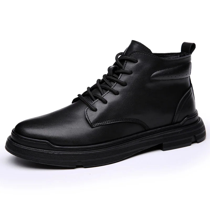 Winter Genuine Leather Shoes Men Boots Spring Ankle Boots Shoes Man Punk Casual Riding Flats Equestr Botas Hombre Plus Size