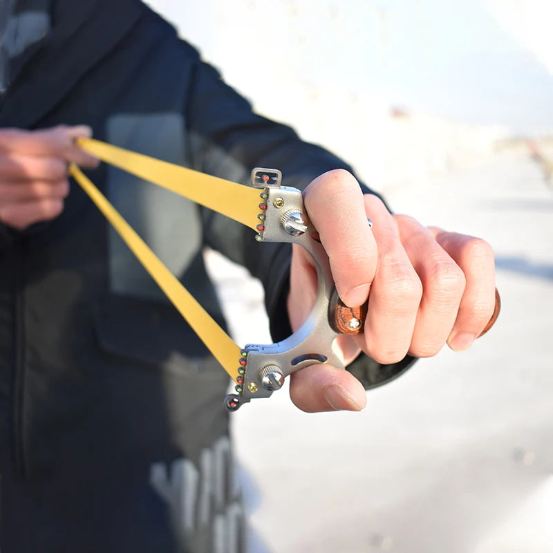 Hunting Slingshot High Quality Powerful Stainless Steel Catapult with Wooden Handle for Outdoor Sports Shooting Bow Accessories