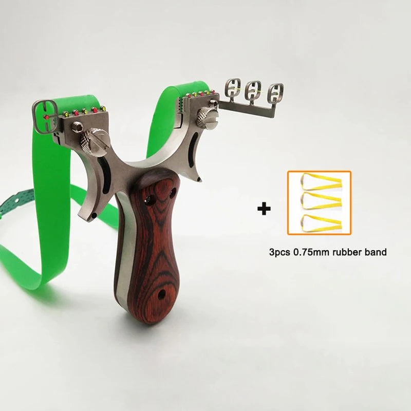 Upgraded Stainless Steel Slingshot with Laser Sight and Sniper Sight Flat Rubber Band Professional Outdoor Hunting Slingshot