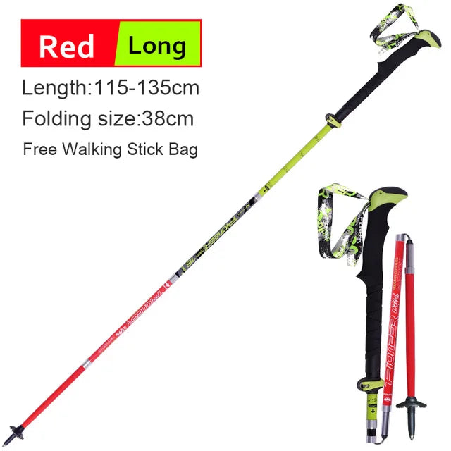2 Pack Pioneer Carbon Fiber Trekking Poles Ultralight Folding Collapsible Trail Running Hiking Walking Sticks Lightweight Canes