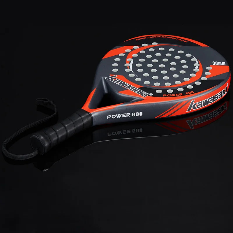 Kawasaki Brand Padel Tennis Carbon Fiber Soft EVA Face Tennis Paddle Racquet Racket with Padle Bag Cover Power 600