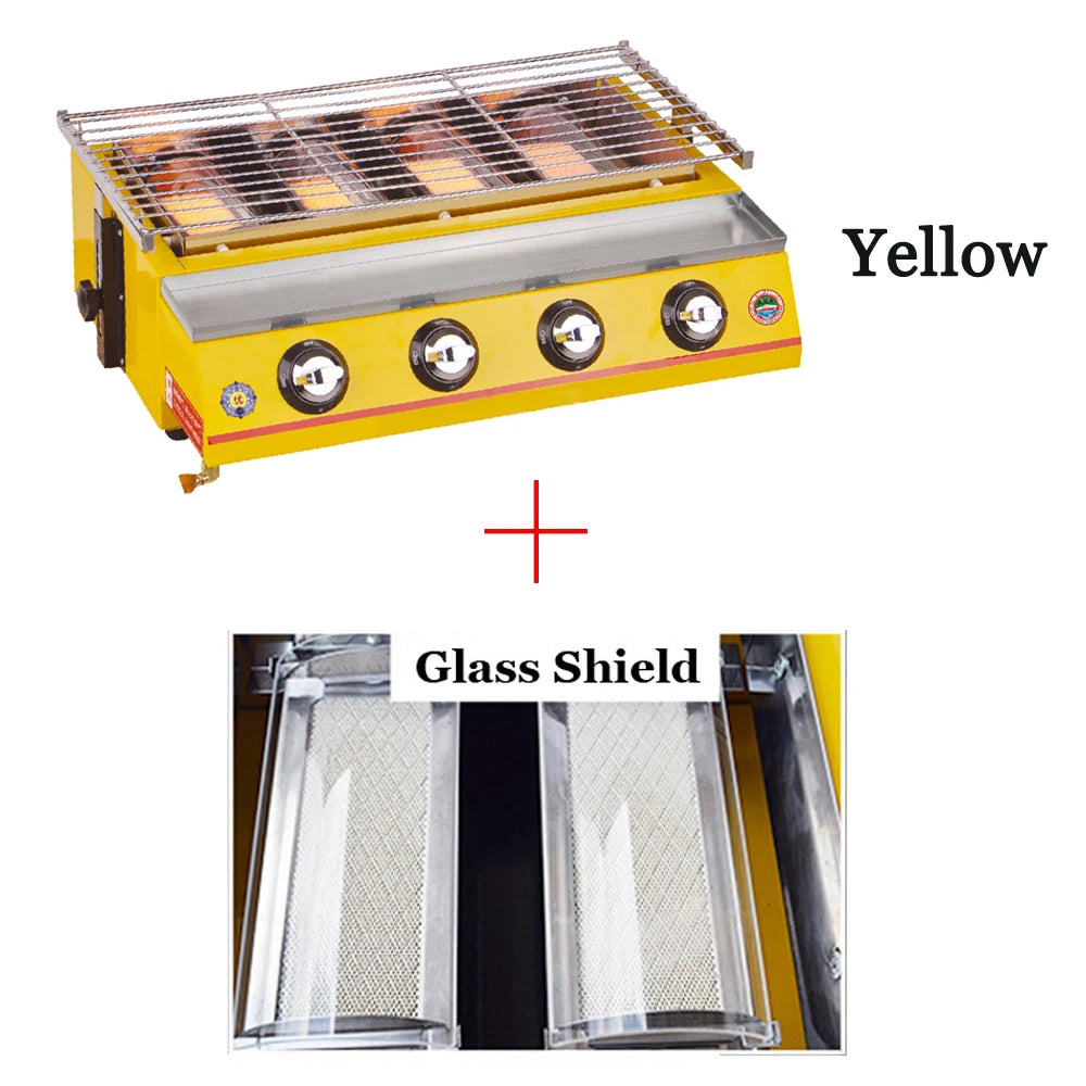 Smokeless LPG Grill 4 Burners Gas BBQ Stove Barbecue Tools For Outdoors Ceramic Burners With Stainless Steel or Glass Covers