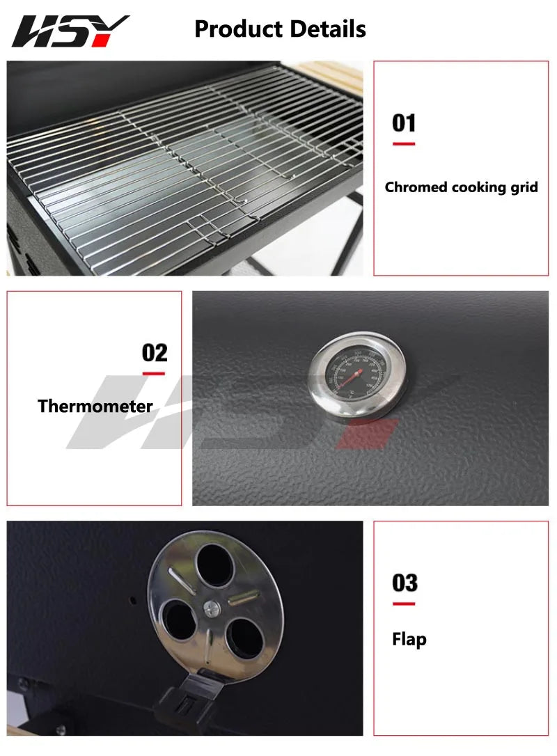 Household Charcoal Stove Outdoor American Barbecue Grill Outdoor Camping Baking Charcoal Grill Fish Grill Charcoal Smoke Grill