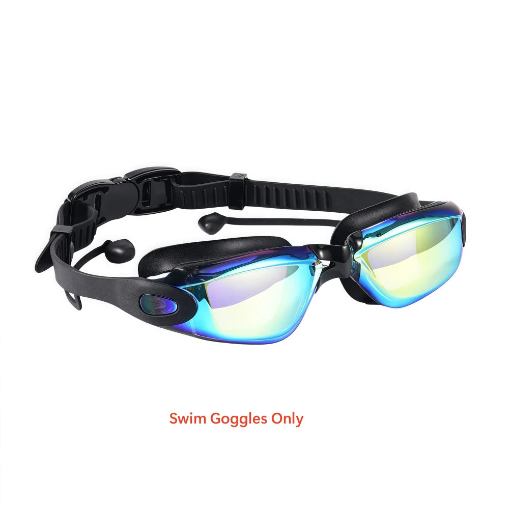 Adult Swimming Goggles with Nose Clip And Earplugs Anti Fog UV Protection Full Face Leak-Proof Swim Goggles for Men And Women