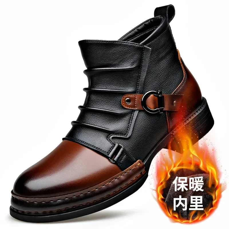 Autumn Winter Retro Ankle Boots for Men Fashion Casual Size Zipper Motorcycle Boots Man New Designer Warm Platform Shoes Male