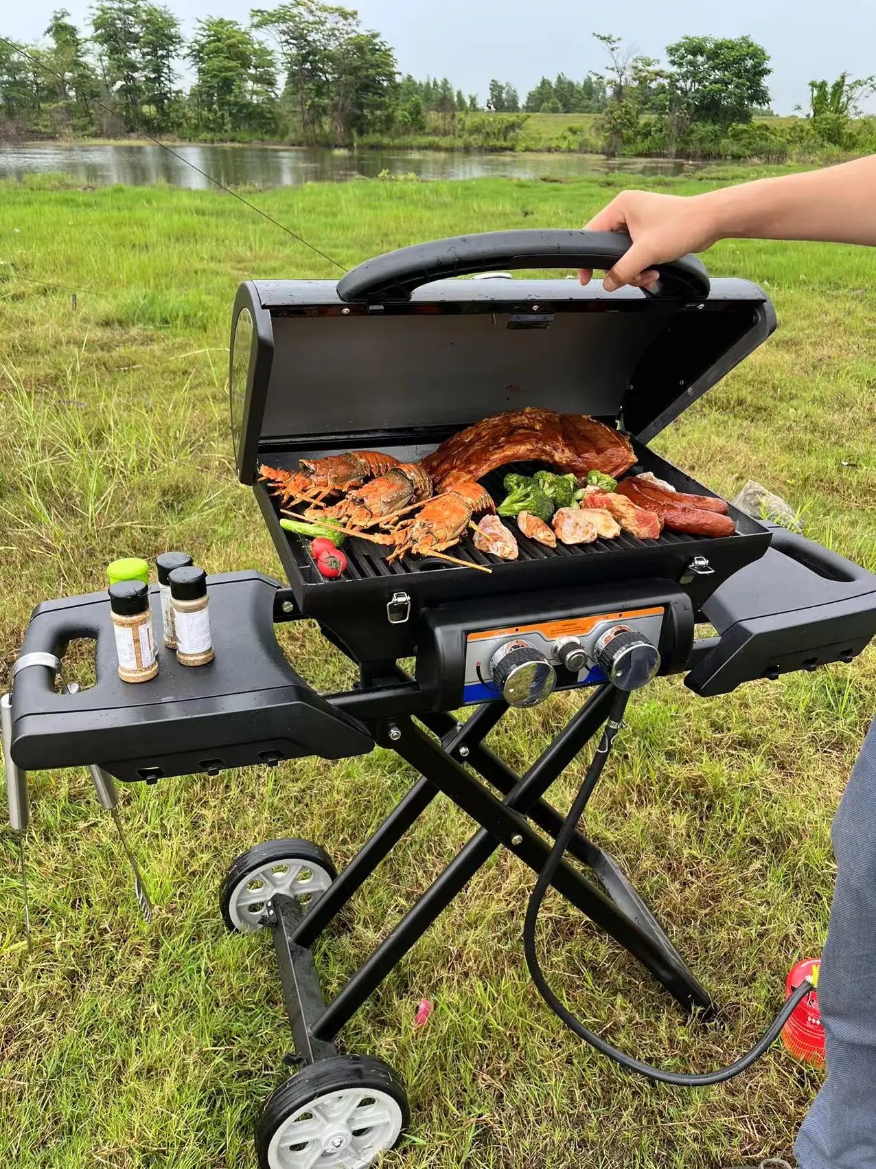 Outdoor gas grill,two burners and portable gas grill, perfect appearance