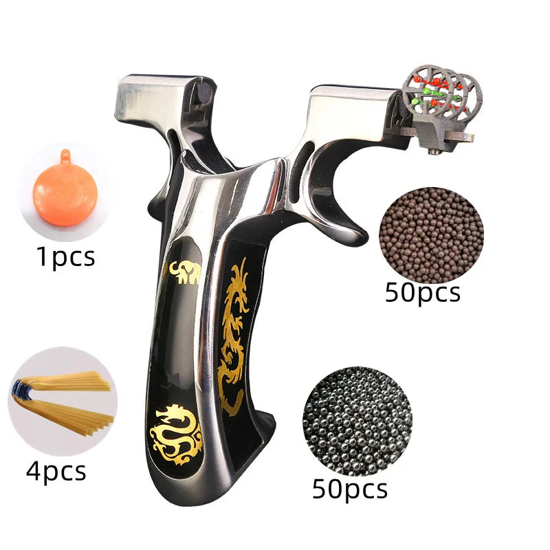 New High-Precision Slingshot 304 Stainless Steel Outdoor Powerful Shooting Slingshot Catapult Set