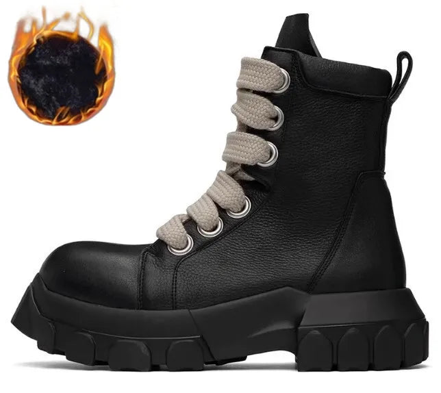 Size 37-45 pu Leather Men women Ankle Boots Jumbo Wide Lace lovers Short Boots Dark Street Style Lace-up Men Modern Boots