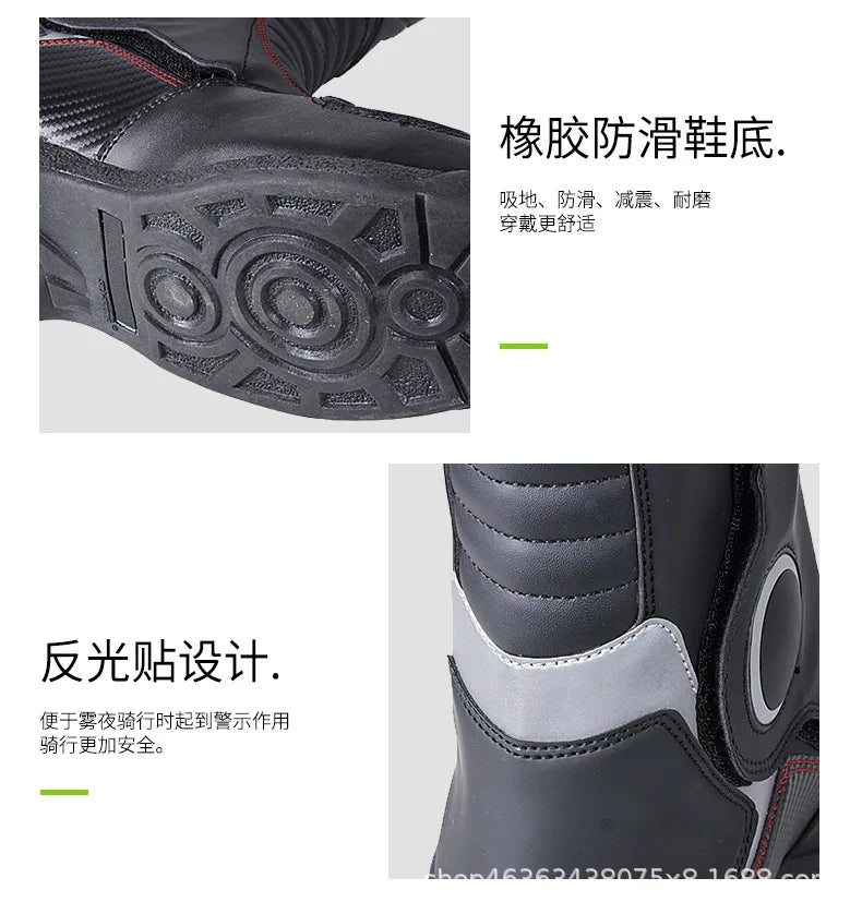 Motorcycle Riding Boots Men Winter High Top Motorcycle Shoes Waterproof, Anti Slip, Anti Fall Racing Professional Road Boots