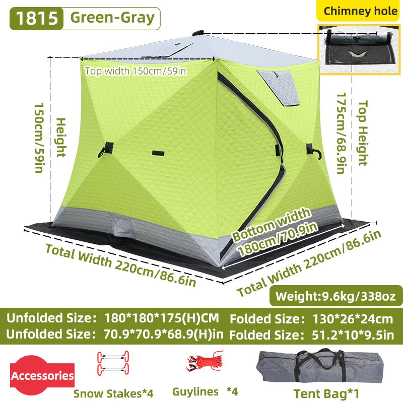 Winter Fishing Tent Ice Fishing Tent Cotton Clip Thick Insulation Windproof Snow Shelter Camping for 2-3 People Pop Up Tent