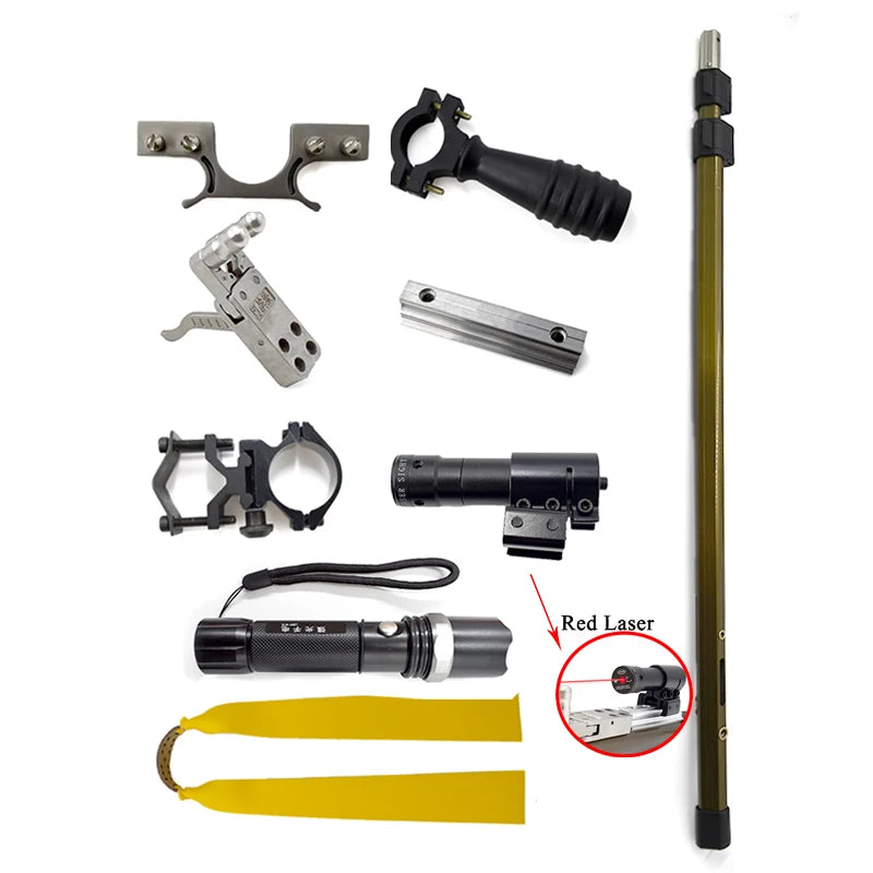 Hunting Slingshot Red and Green Laser High PowerStraight Rod Telescopic Folding Catapult Bow for Outdoor Sports Shooting New