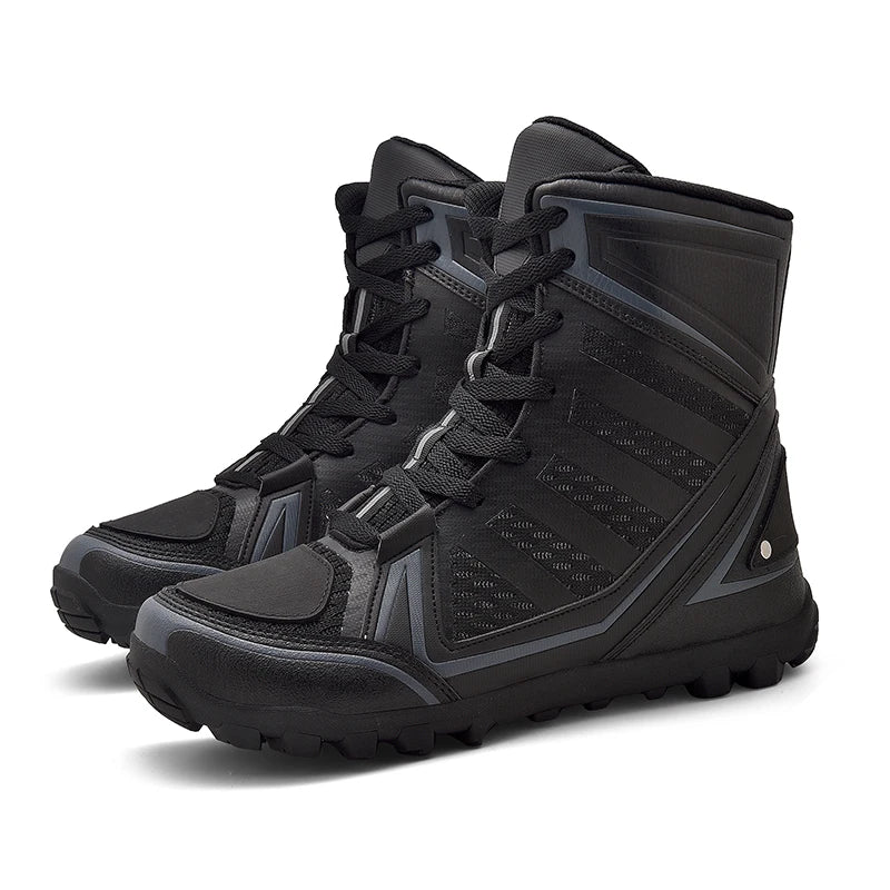 Men's Motorcycle Boots New Breathable Stripe Motos Riders Shoes Outdoor Motocross Protective Boots Hiking Non-slip Sports Shoes