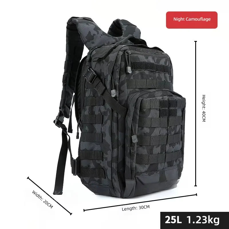 25L Tactical Assault Backpack Classic 12-hour Outdoor Camouflage Sports Backpack Wear-Resistant Oxford Cloth