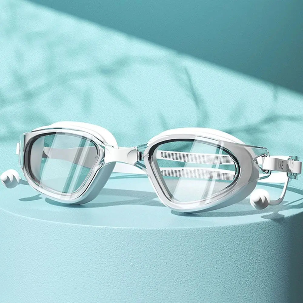 Portable Big Frame Swimming Goggles Silicone Swim Glasses with Earplugs Professional Men Women HD Anti-fog Swimming Eyewear