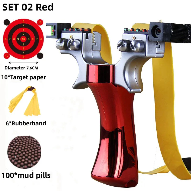Powerful New Laser Slingshot Upgrade Outdoor Shooting Catapult Double Screw Quick Pressure Rubber Band Toy Hunting Tools Outdoor