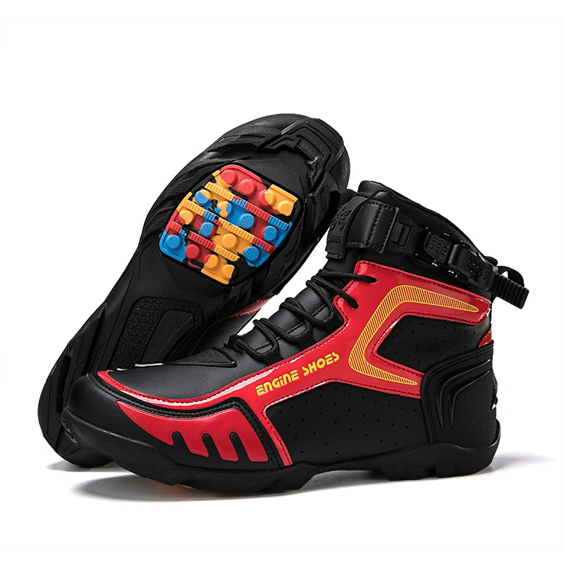 Men Motorcycle Boots Breathable Anti-fall Riders Motorbike Shoes TPU Protection Anti Slip Men's Motocross Bike Riding Boot