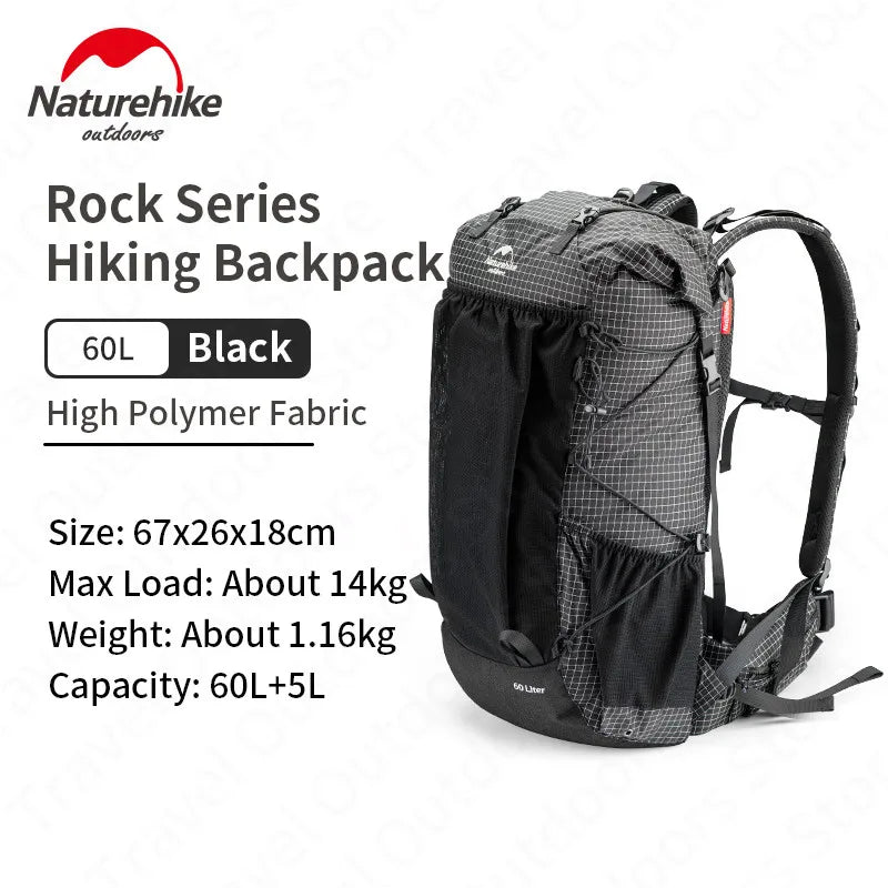 Naturehike Camping Backpack 40/60L + 5L Ultralight Hiking Outdoor Mountaineering Waterproof Travel Climbing Bag With Rain Cover