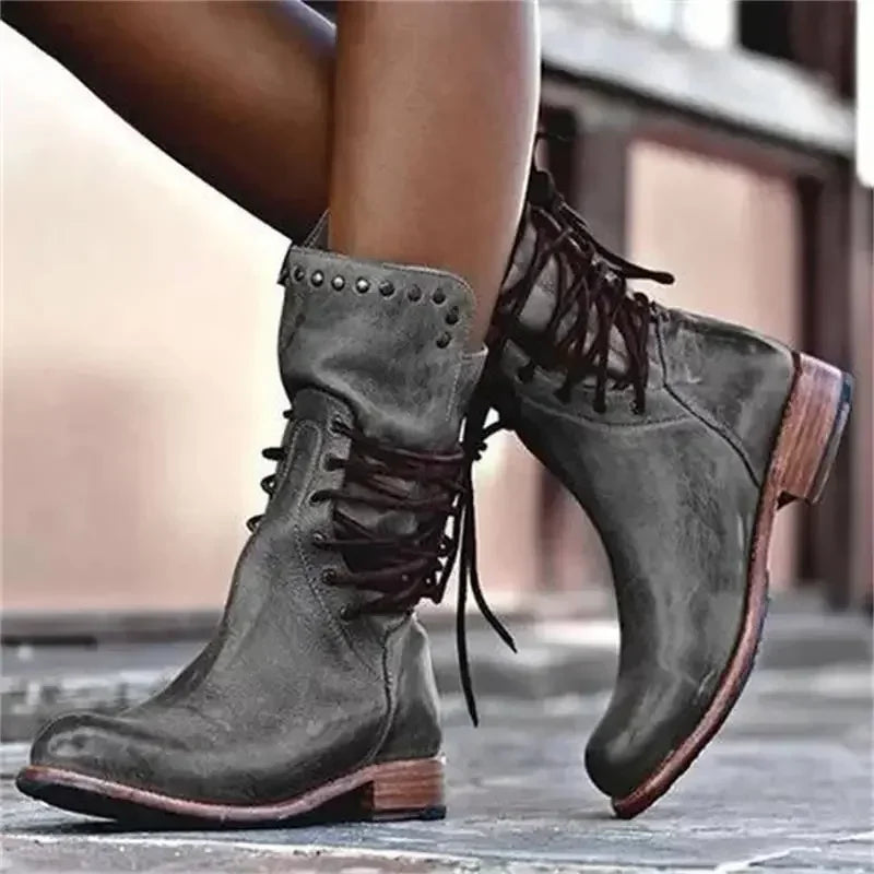 2025 New fashion motorcycle ankle boots for women autumn winter fashion women's boots pu leather shoes Big Size 35-43