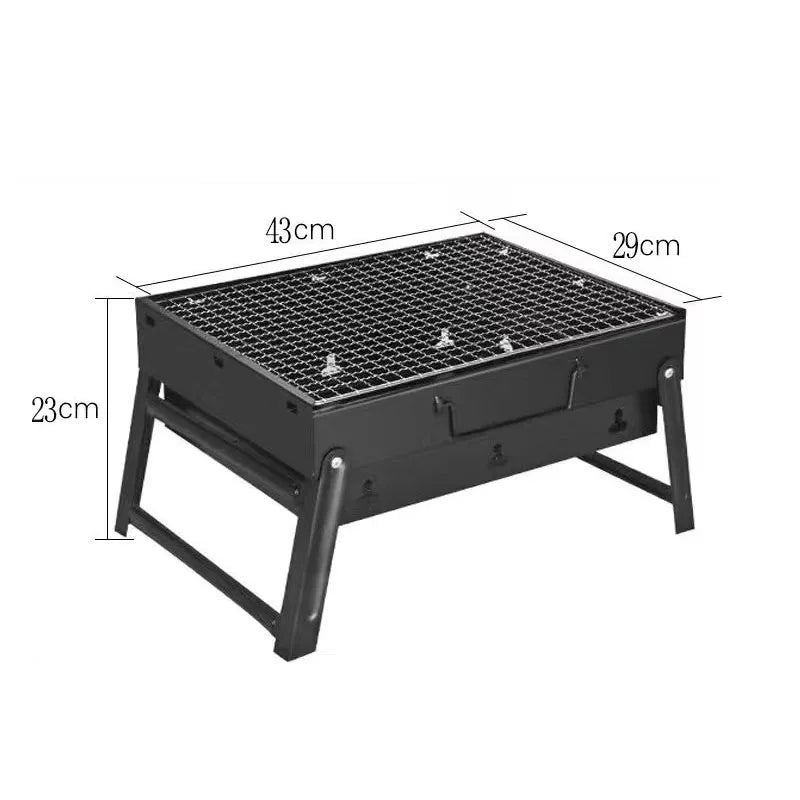Portable Grill BBQ Charcoal Grill Mini Black Grill Stainless Steel Tool Kit Outdoor Cooking Camping Picnic Beach Camping Grill