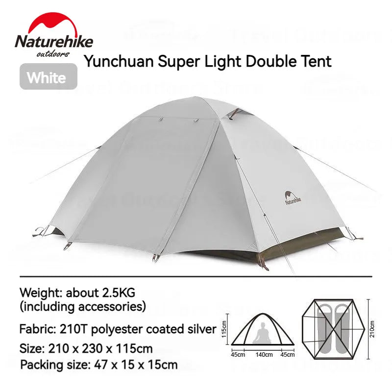 Naturehike Ultralight Backpacking Tent Dome Shelter Tent for 2-3 Person Camping Hiking Trekking Double Layer Lightweight 2.5kg