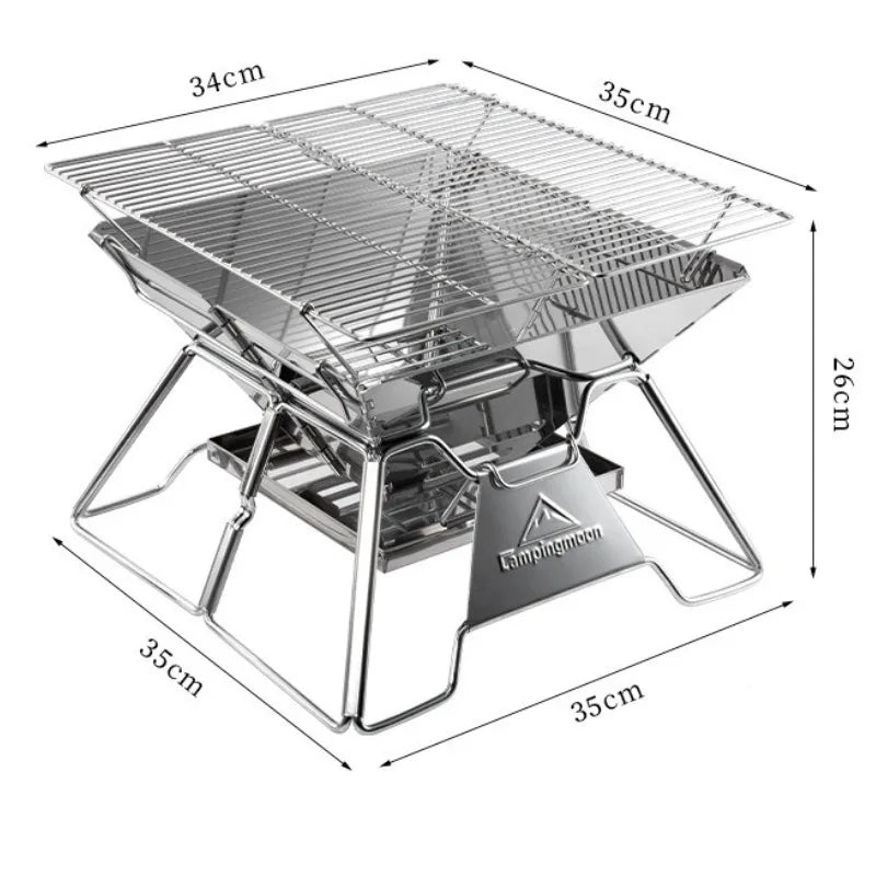 Outdoor Folding Stove Portable Stainless Steel Lightweight Barbecue Grill Picnic Stove Convenient Versatile Camping Supplies