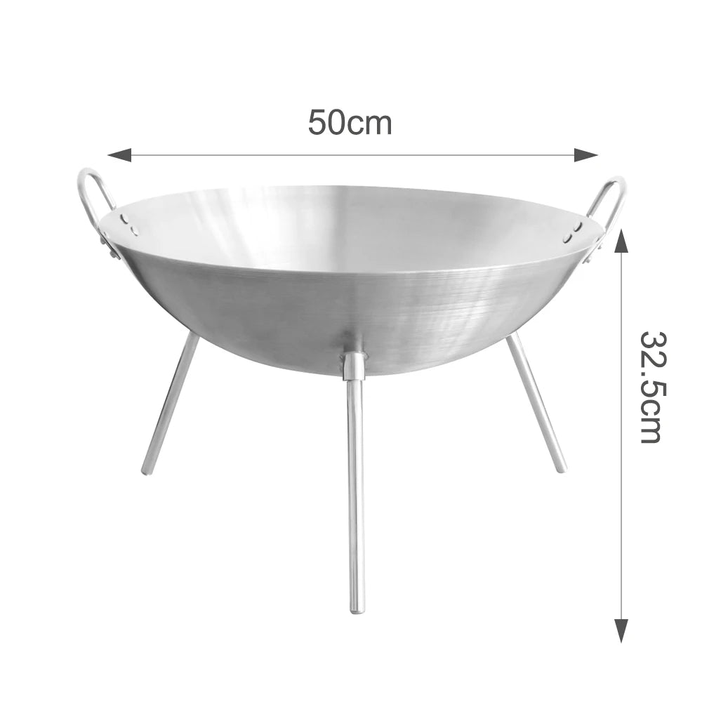 Tripod Fire Pit Grill Wood Burning Cooking Pot Detachable Legs Foldable Camping Charcoal BBQ Stove Heating Outdoor Garden Beach