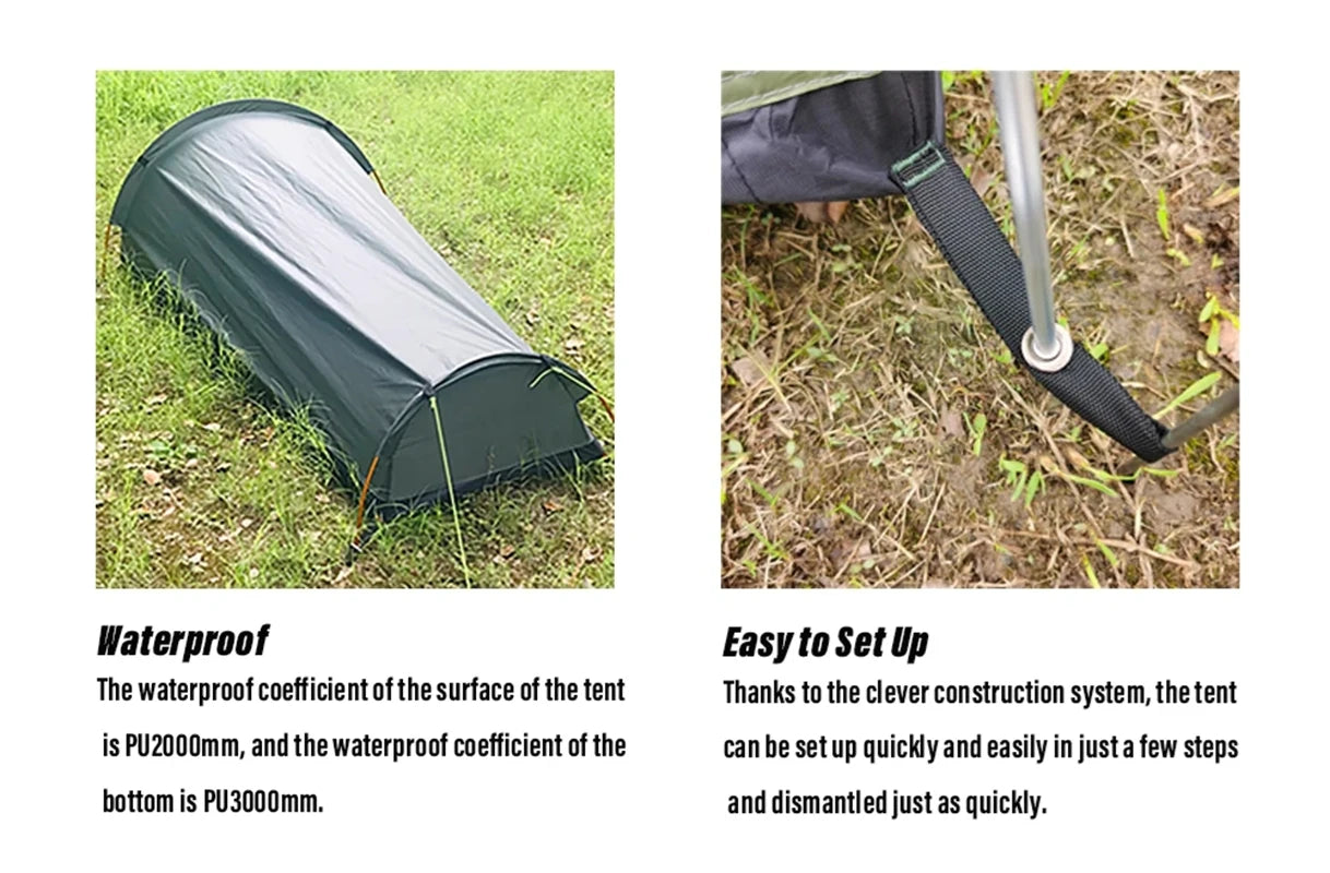 800g Ultralight Tent 1 Person Backpacking Tent for Tourism Cycling Camping Tent Waterproof Sleeping Bag Car Travel Equipment