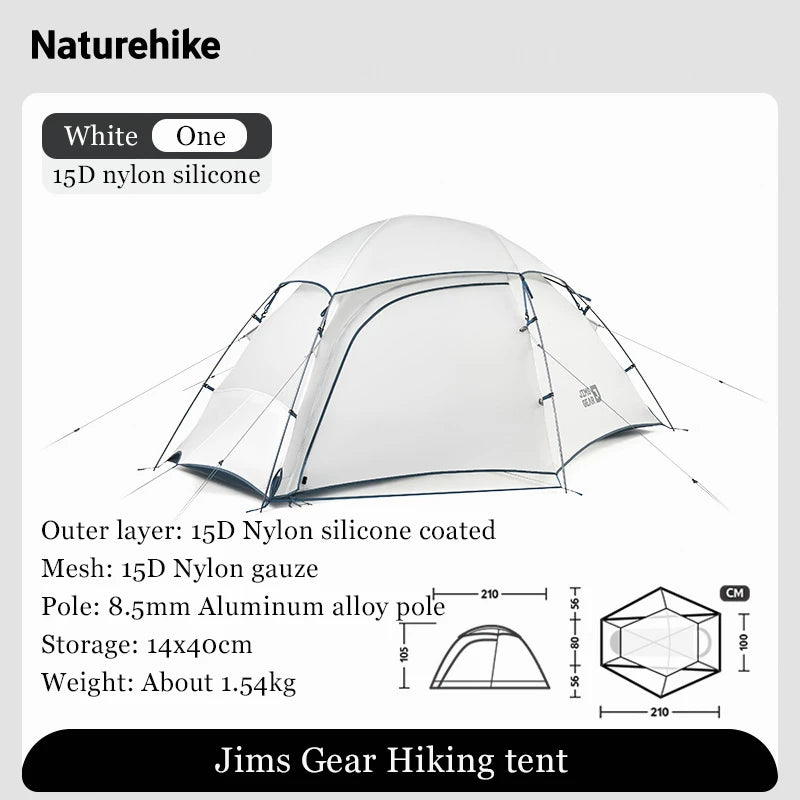 Naturehike Jims Gear Outdoor Camping Tents 1-2 Person 15d Nylon Silicone Coating Ultralight 4 Seasons Hiking Picnic Travel Tents