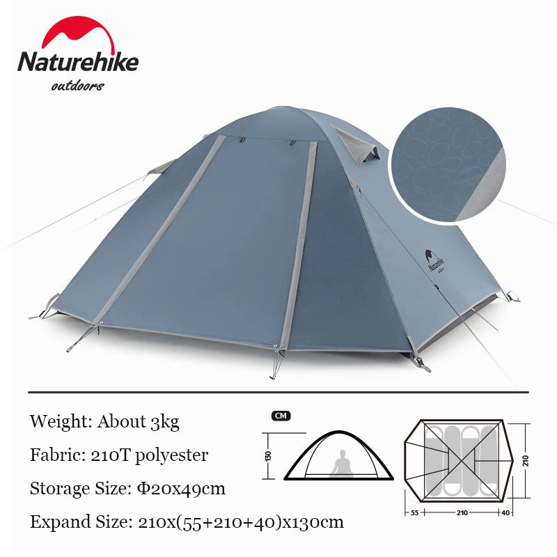 Naturehike Ultralight Tent 3-4 Person Waterproof Camping hiking tent Outdoor Double Layer Hiking Fishing Tourist Beach Tents