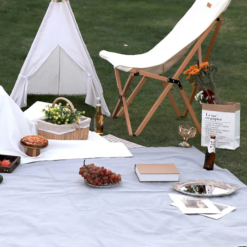 Solid Picnic Mat Paired with Picnic Trendy Leather Handle Beach Blanket Sleeping Pad Camping Tarp Waterproof Beach Mat