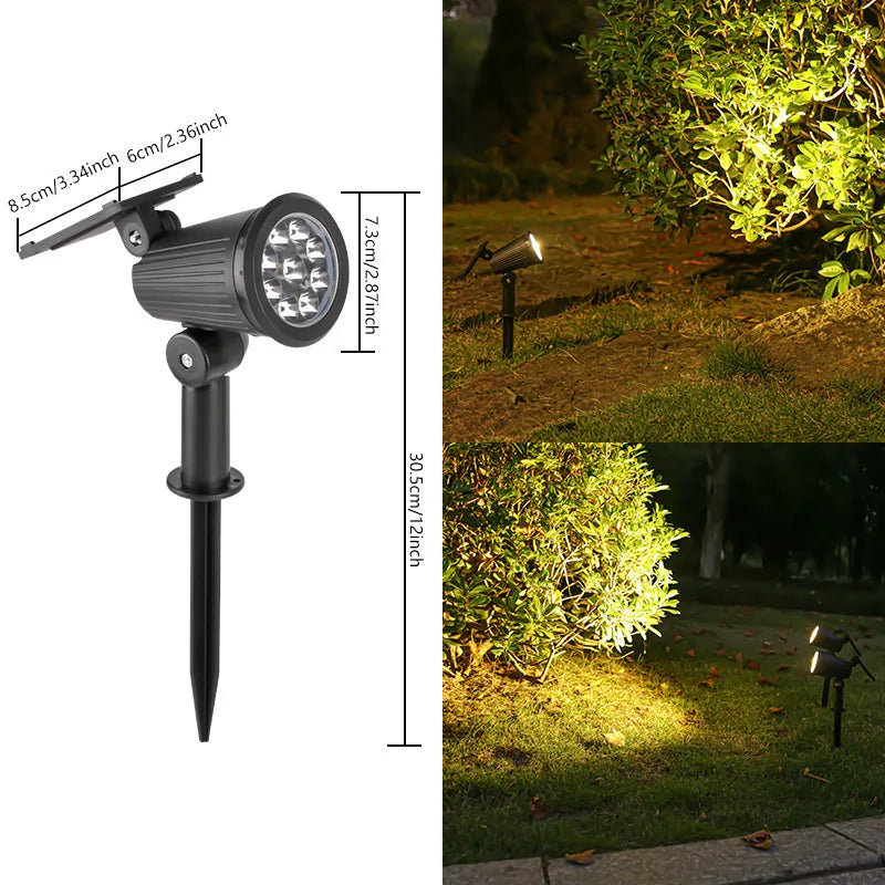 9 LED Solar Lamps Spotlights Outdoor Garden Backyard Waterproof Brightness Adjustable Spot Lights Driveway Lawn Decor Lighting