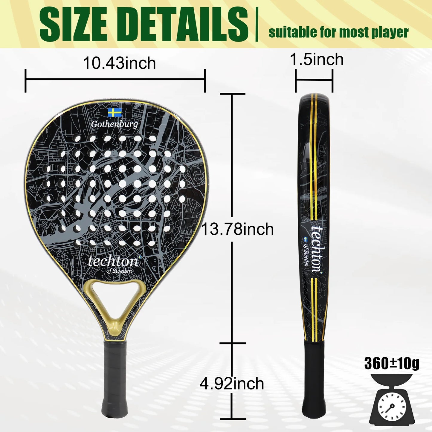 Padel Racket 3K Carbon Padel Paddle Racket with EVA Memory for Beginner Padel Tennis Racquets