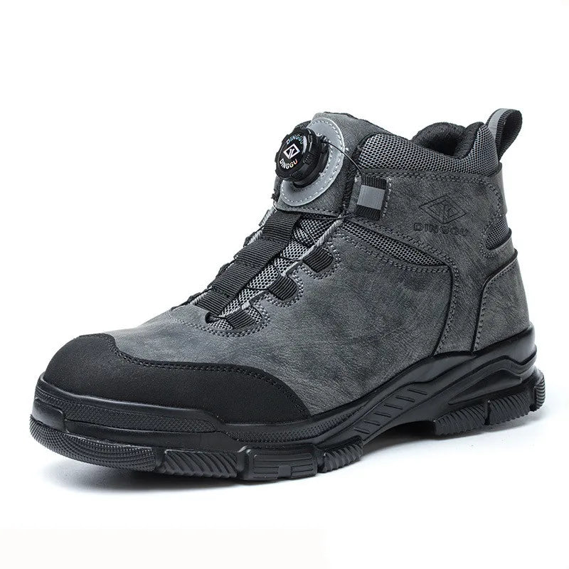 Waterproof Men Boots Rotating Buttons Safety Shoes Men Puncture-Proof Work Boots Steel Toe Shoes Light Indestructible Shoes