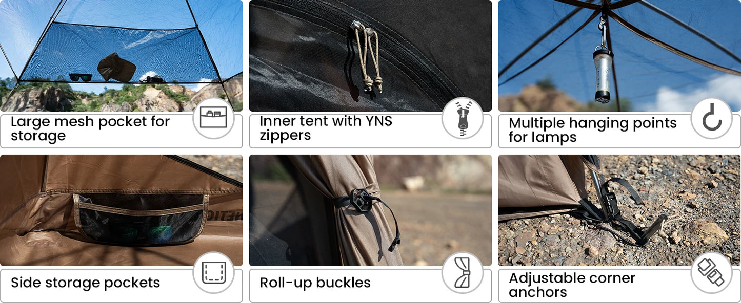 OneTigris JOVIAN Camping Tent 3-Season 4-Person Outdoor Backpacking Shelter With Tent Bottom Waterproof Floor Mat