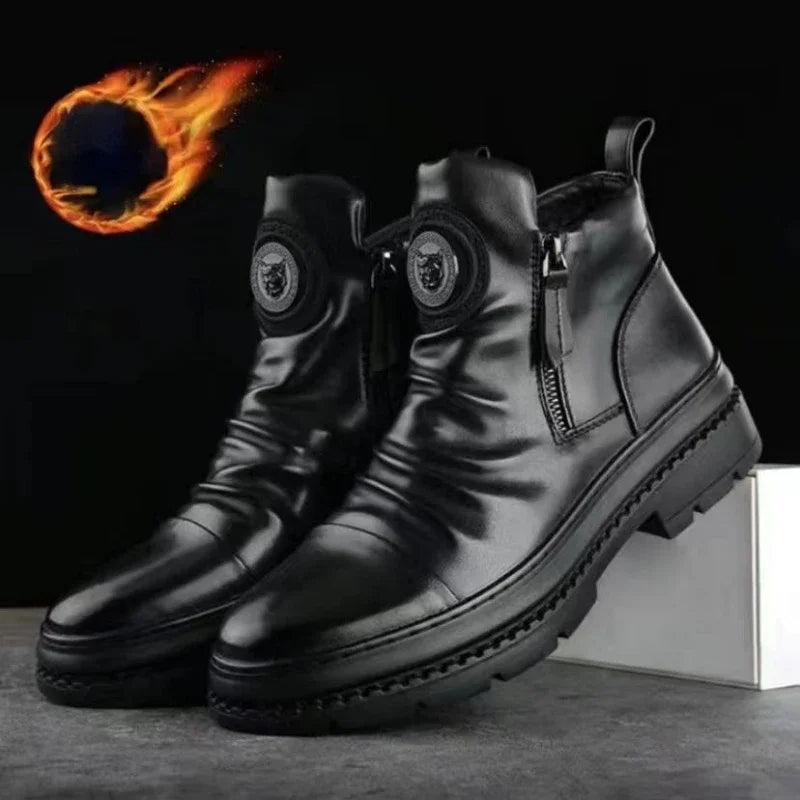 New Luxury Men Ankle Boots British Style High Top Men shoes Motorcycle Leather Boots Zipper Retro Men's Boots Zapatillas Hombre