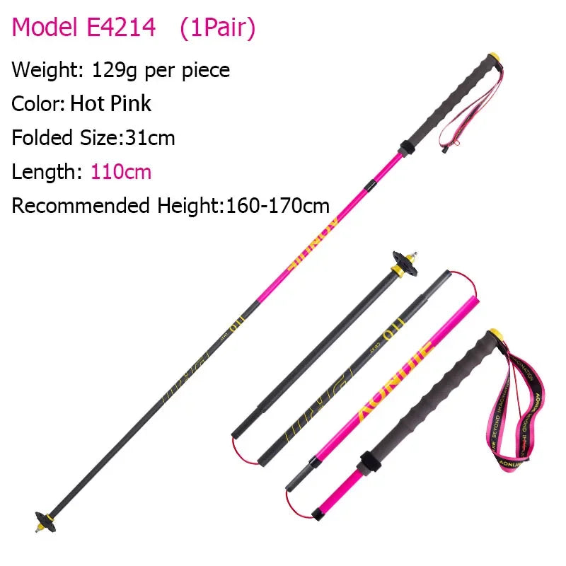 1 Pair AONIJIE E4214 Hiking Carbon Fiber Cross-country Poles Folding Trekking Pole Lightweight Walking Stick for Mountaineering