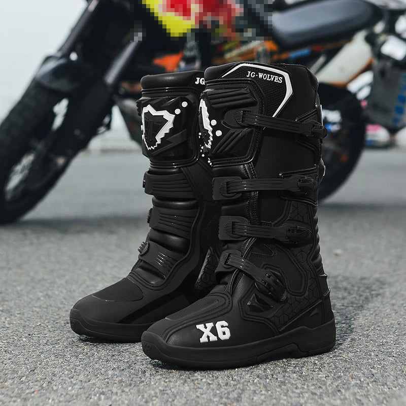New Motocross Boot Men Women Riding Mid-Calf Ankle Protective Shoes Moto Motorbike Equipment Racing Long Motorcycle Boots