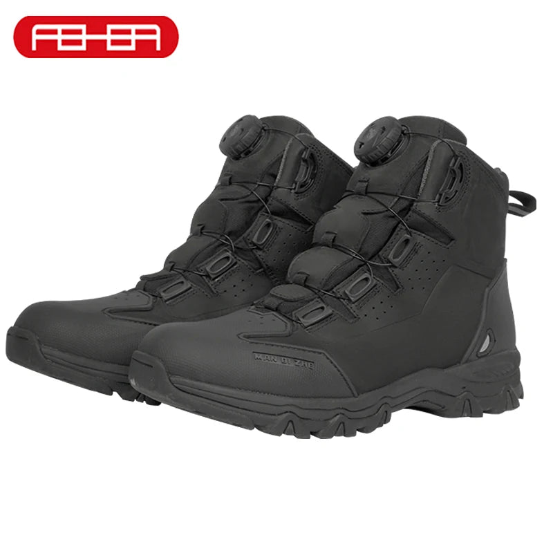 FEHER Motorcycle Boots BOA System CE Level 2 Foot Protection Hiking Shoes Waterproof All Season for Rider and Wilderness Climber