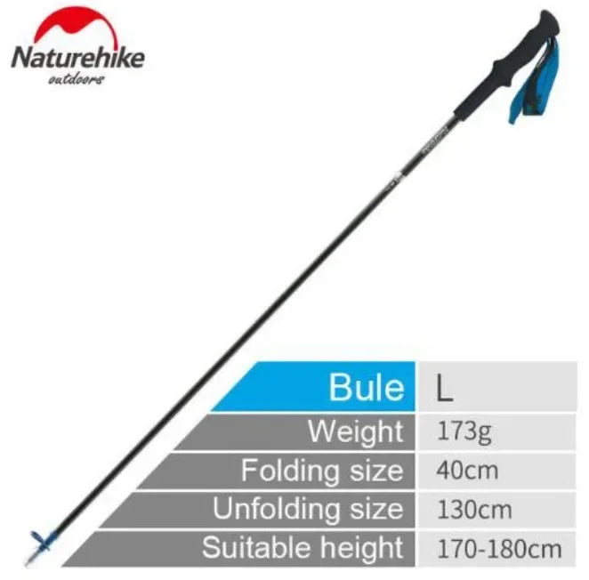 Naturehike-EXT Carbon Fiber Ultralight Walking Hiking Sticks,4 Sections Foldable Adjustable Trekking Poles Camping Hiking Tool