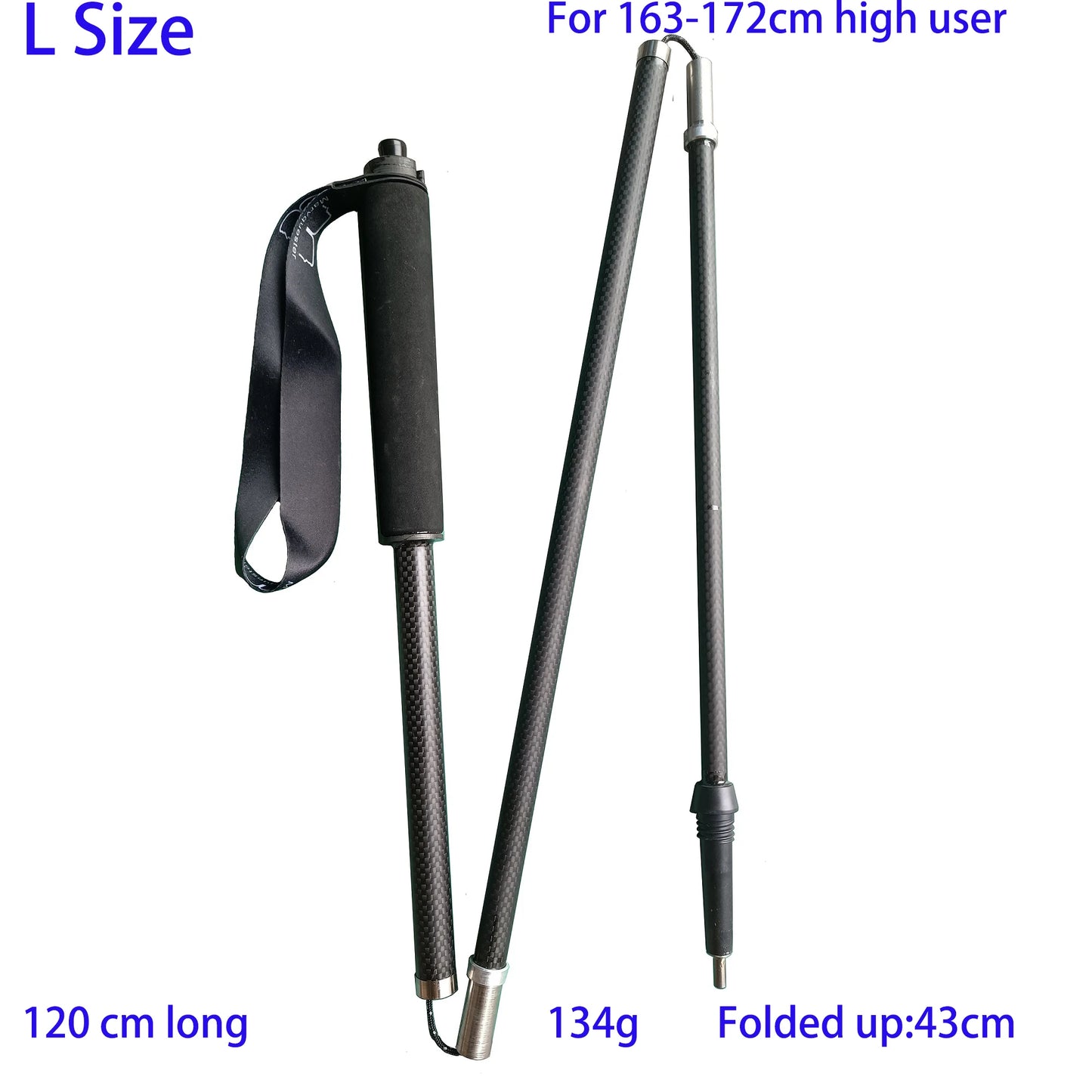 Unltralight Carbon Fiber Titanium Trekking Pole, Pull String Rope, Locking Pole, Walking Hiking Stick, Trail Running Pole, 120g