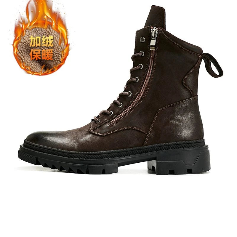 Retro Leather Motorcycle Riding Boots Riding Boots British Cool Man Handmade High-top Winter Work Shoes