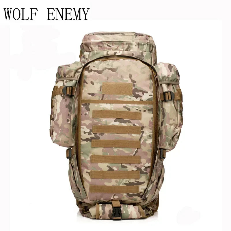 70L Large Capacity Camping Bag Multifunction Hunting Tactical Backpack Molle Hunting Outdoor Climbing Travel Fishing Bag