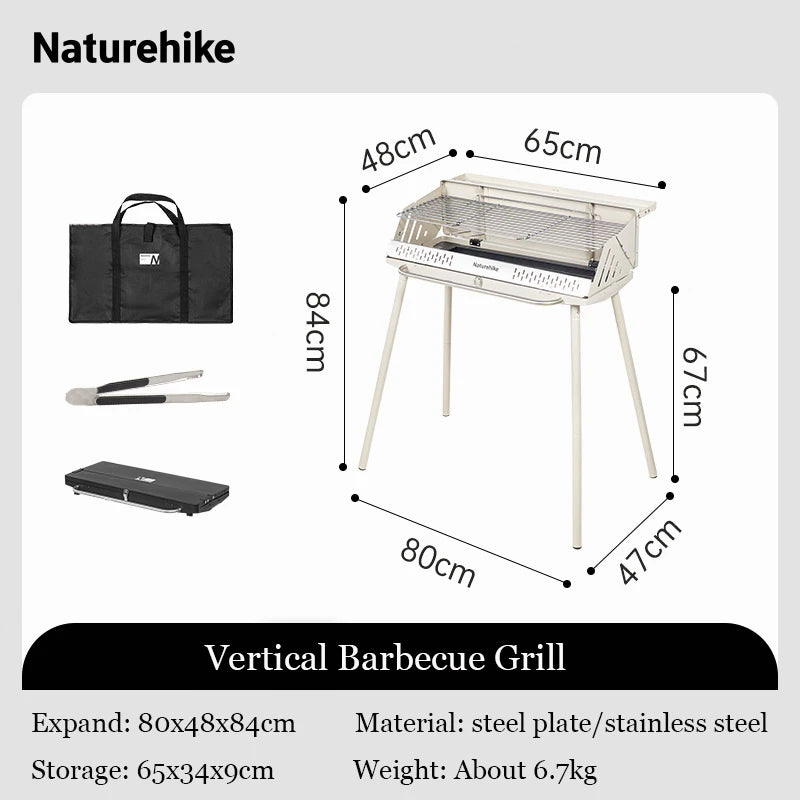 Naturehike Vertical Barbecue Rack Foldable Barbecue Charcoal Grill Stainless Steel Folding BBQ Grill For Outdoor Cooking Camping