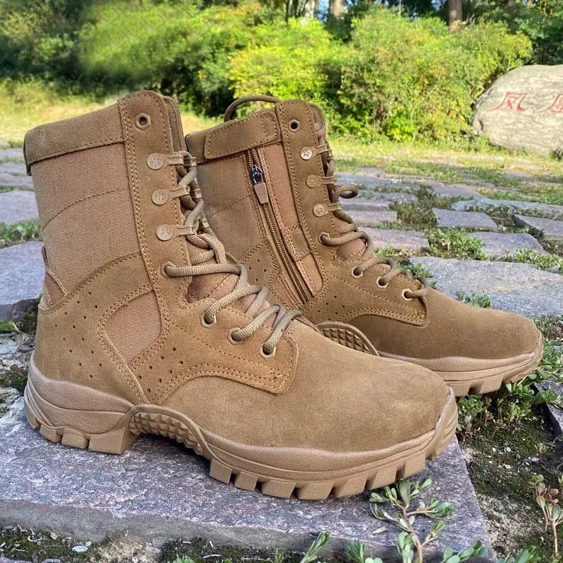 2025 Summer Mesh Breathable Outdoor Men's Ultra-light Wear-resistant High-top Zipper Anti-puncture Desert Mountaineering Boots