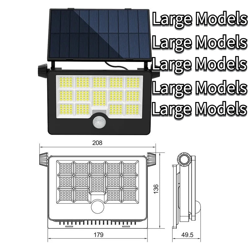 Solar Light Outdoor Foldable Floodlight Waterproof Spotlight Wall Human Body Sensor Lamp for Garden and Courtyard Lighting