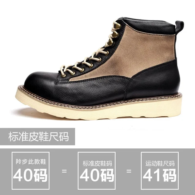 Motorcycle Riding Boots Short Face British High Top Leather Boots Retro Short Boots Velvet Style Casual Workwear Shoes